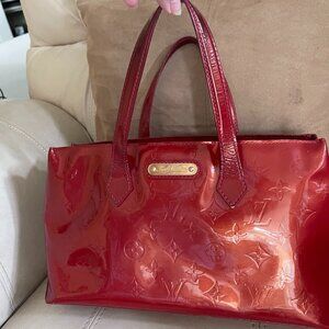 Louis Vuitton Bag Monogram Vernis Women's Tote Handbag Wilshire PM M93642 Pomme